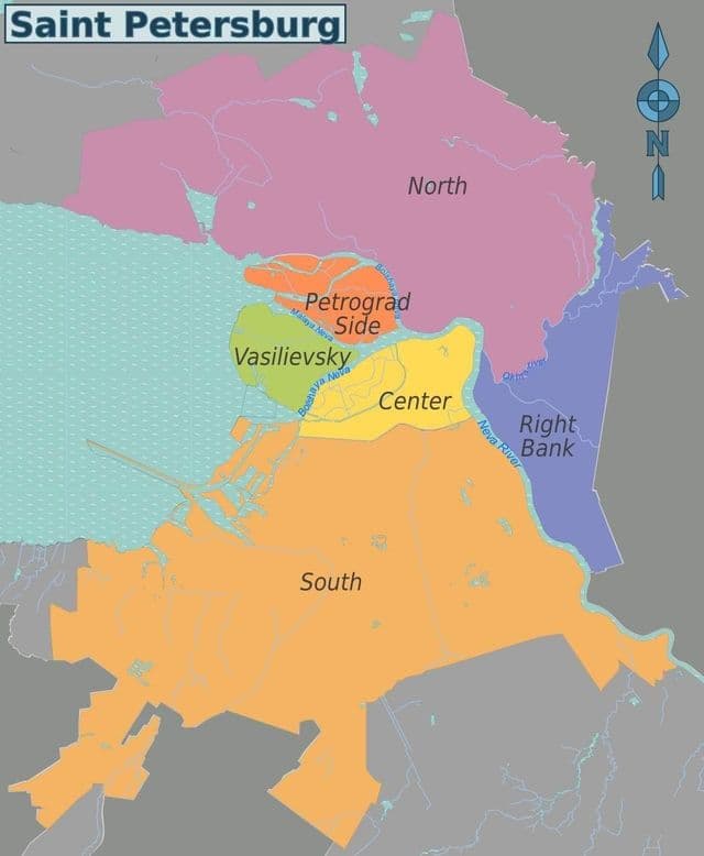 Mapa dos bairros de São Petersburgo
