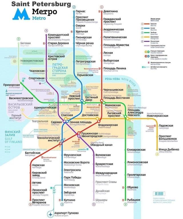 Mapa da estação de metrô de São Petersburgo