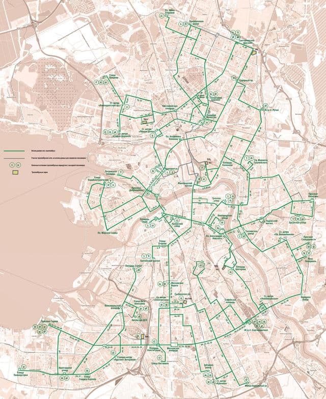 Mapa das estações de trolley de São Petersburgo
